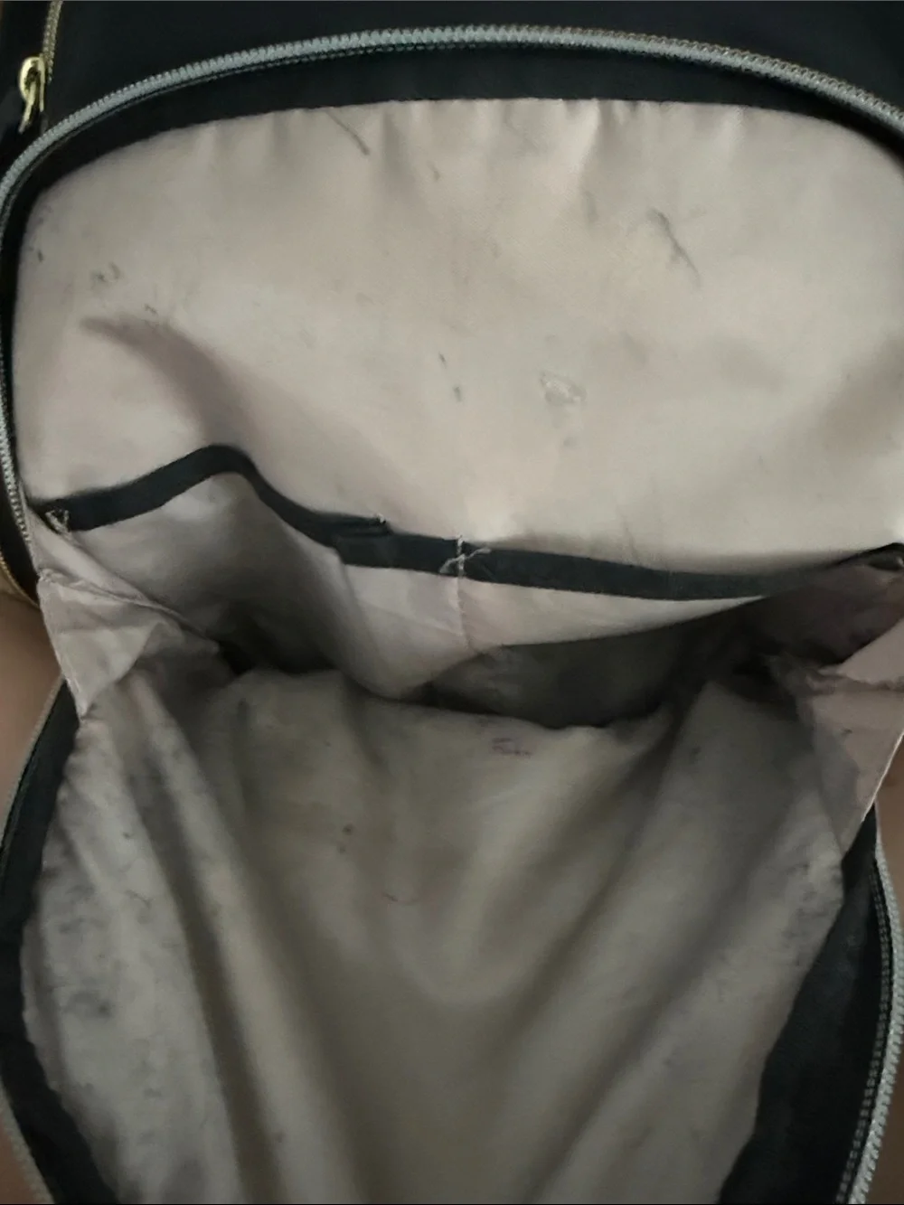 Black Samsonite Backpack, Gold Hardware, Used